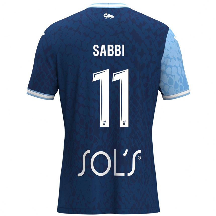 Niño Fútbol Camiseta Emmanuel Sabbi #11 Azul Cielo Azul Oscuro 1ª Equipación 2024/25