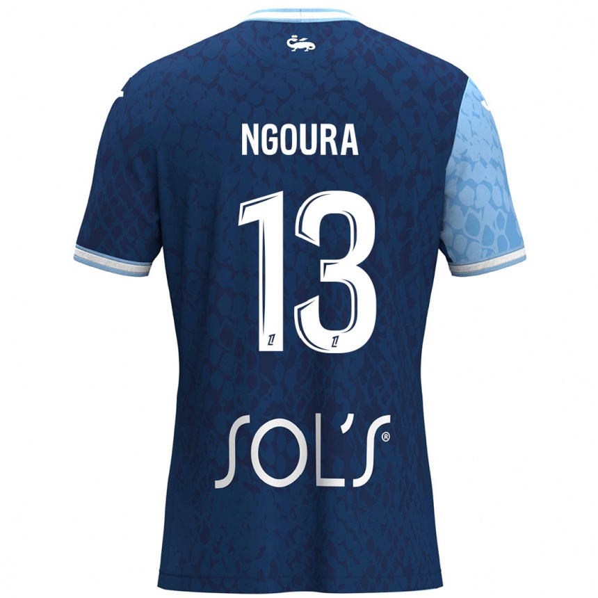 Niño Fútbol Camiseta Steve Ngoura #13 Azul Cielo Azul Oscuro 1ª Equipación 2024/25