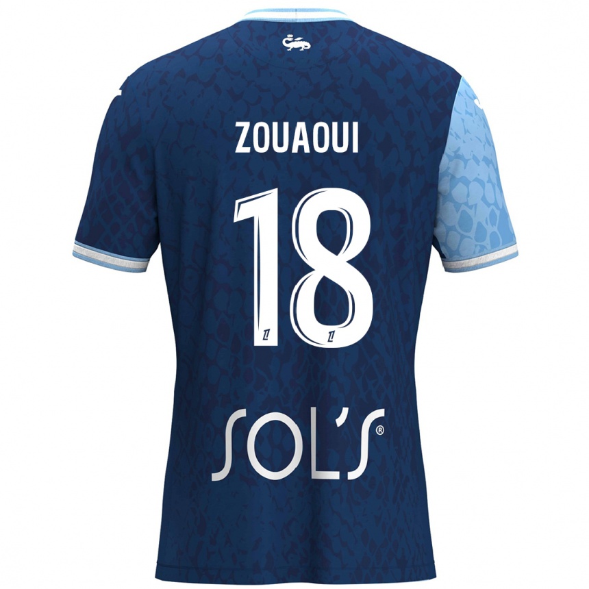 Niño Fútbol Camiseta Yanis Zouaoui #18 Azul Cielo Azul Oscuro 1ª Equipación 2024/25