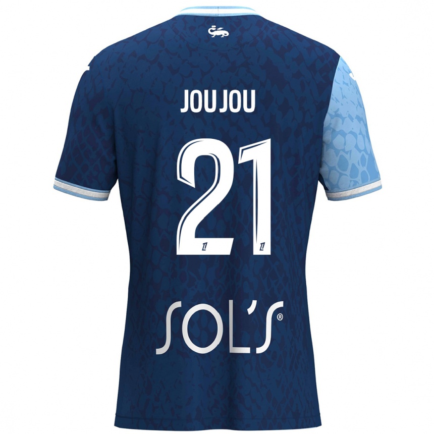 Niño Fútbol Camiseta Antoine Joujou #21 Azul Cielo Azul Oscuro 1ª Equipación 2024/25