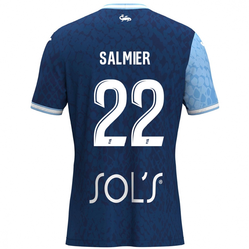 Niño Fútbol Camiseta Yoann Salmier #22 Azul Cielo Azul Oscuro 1ª Equipación 2024/25