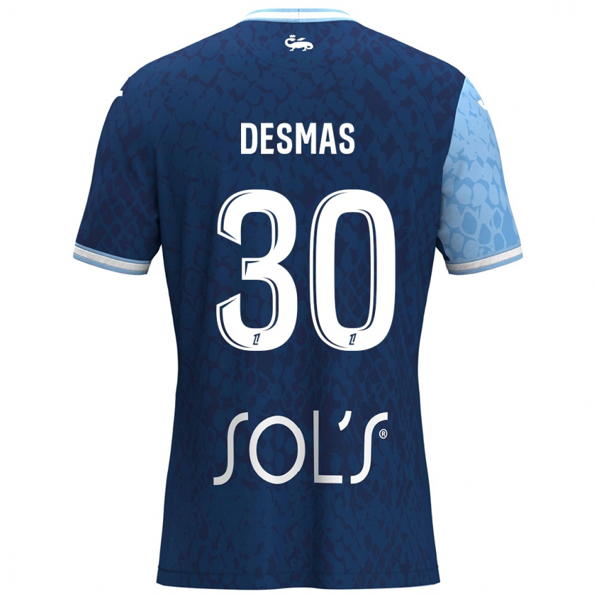 Niño Fútbol Camiseta Arthur Desmas #30 Azul Cielo Azul Oscuro 1ª Equipación 2024/25