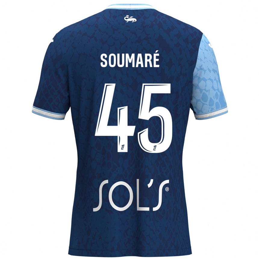 Niño Fútbol Camiseta Issa Soumaré #45 Azul Cielo Azul Oscuro 1ª Equipación 2024/25