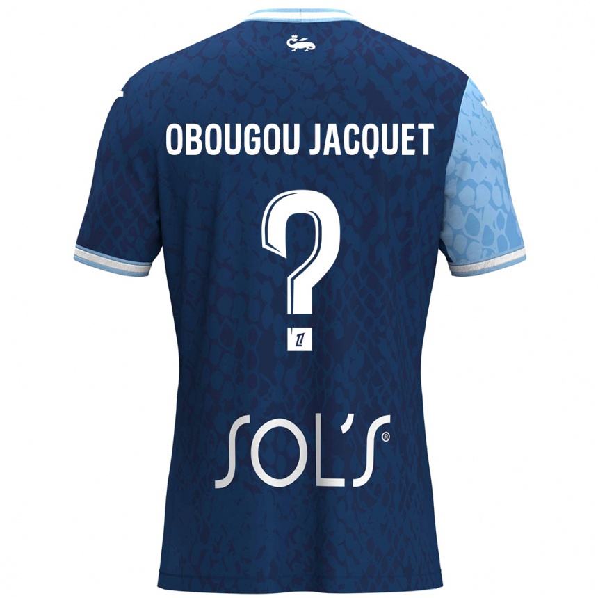 Niño Fútbol Camiseta Noam Obougou Jacquet #0 Azul Cielo Azul Oscuro 1ª Equipación 2024/25