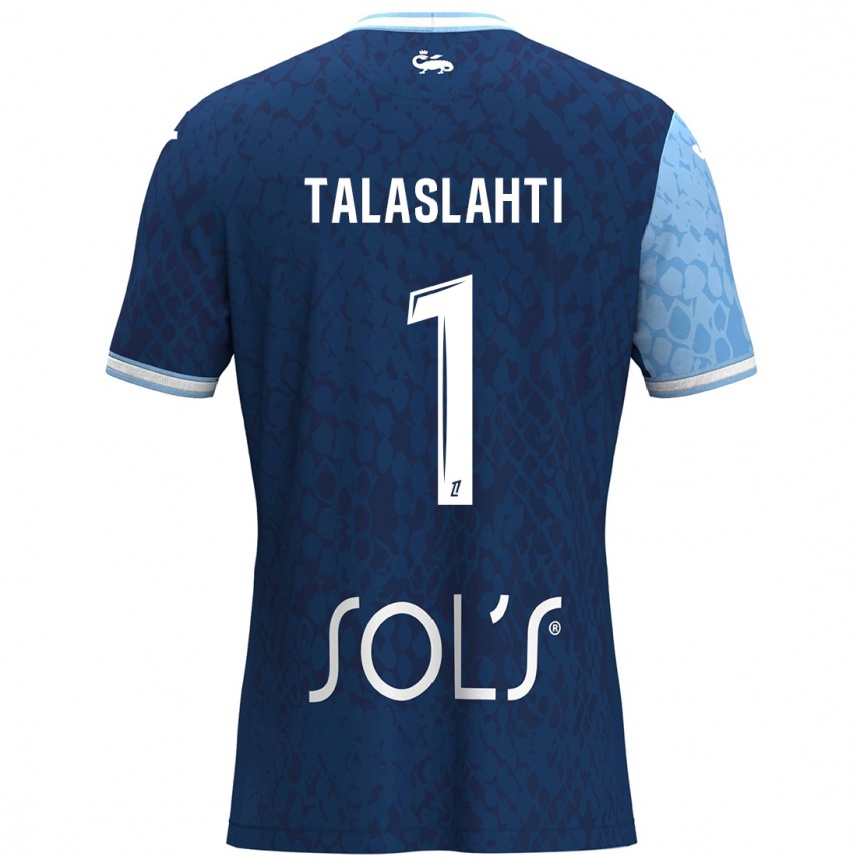 Niño Fútbol Camiseta Katriina Talaslahti #1 Azul Cielo Azul Oscuro 1ª Equipación 2024/25