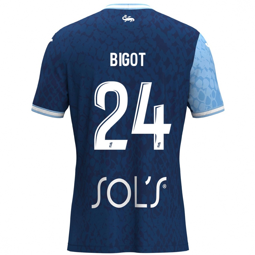 Niño Fútbol Camiseta Maureen Bigot #24 Azul Cielo Azul Oscuro 1ª Equipación 2024/25