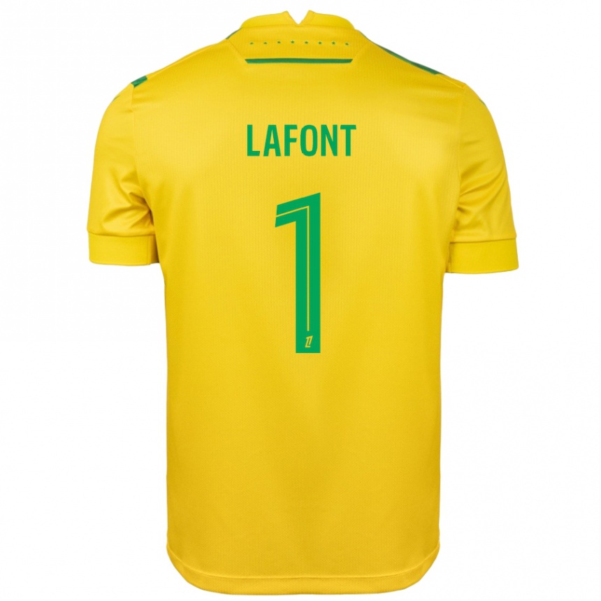 Niño Fútbol Camiseta Alban Lafont #1 Amarillo Verde 1ª Equipación 2024/25