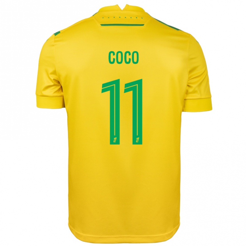 Niño Fútbol Camiseta Marcus Coco #11 Amarillo Verde 1ª Equipación 2024/25