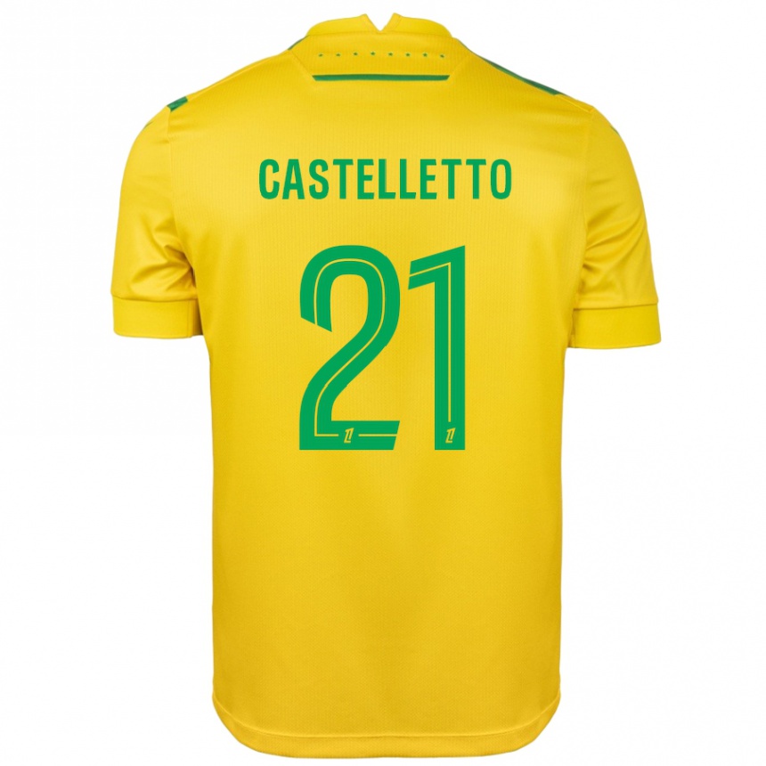 Niño Fútbol Camiseta Jean-Charles Castelletto #21 Amarillo Verde 1ª Equipación 2024/25