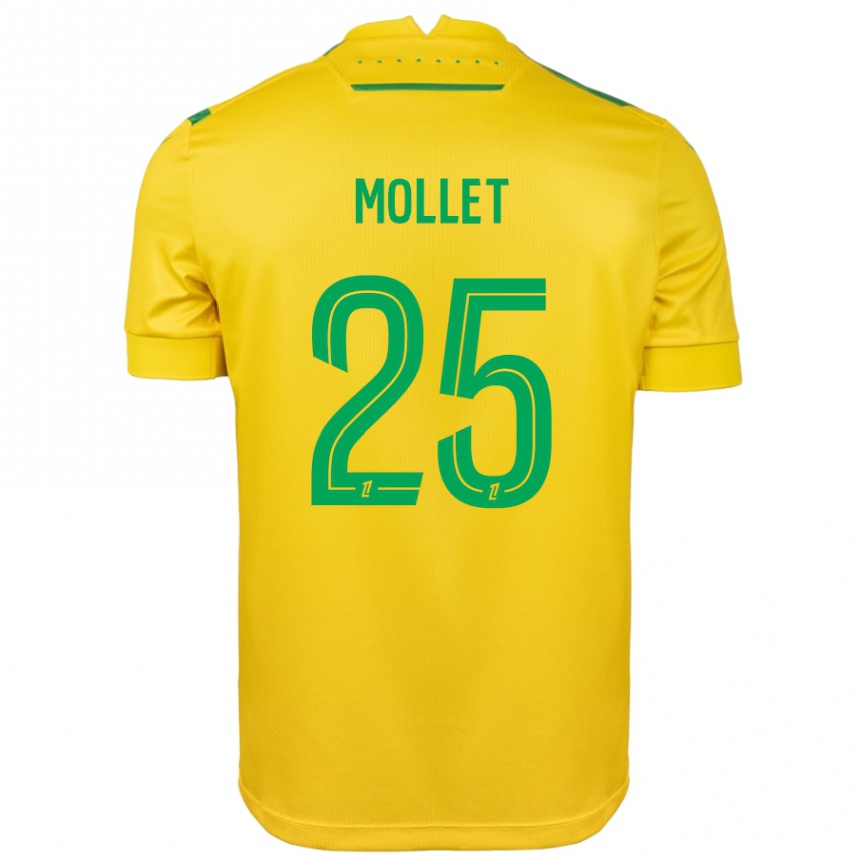 Niño Fútbol Camiseta Florent Mollet #25 Amarillo Verde 1ª Equipación 2024/25