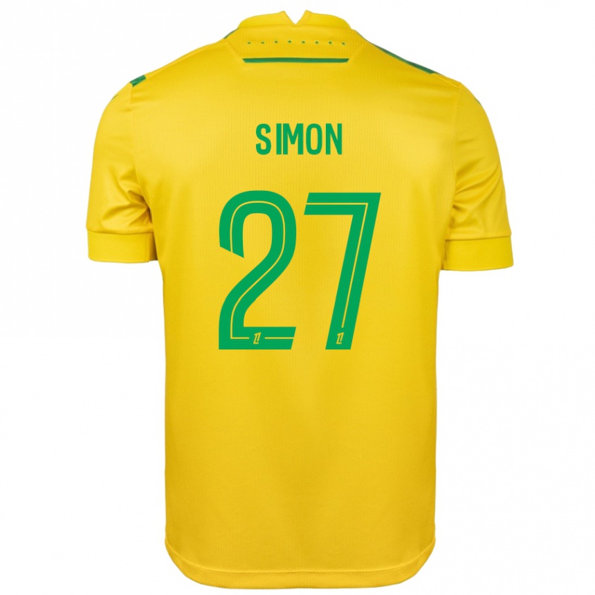 Niño Fútbol Camiseta Moses Simon #27 Amarillo Verde 1ª Equipación 2024/25