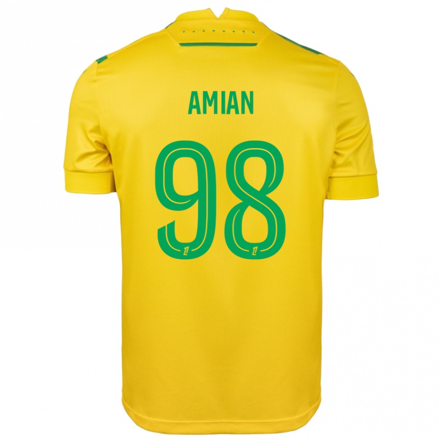 Niño Fútbol Camiseta Kelvin Amian #98 Amarillo Verde 1ª Equipación 2024/25