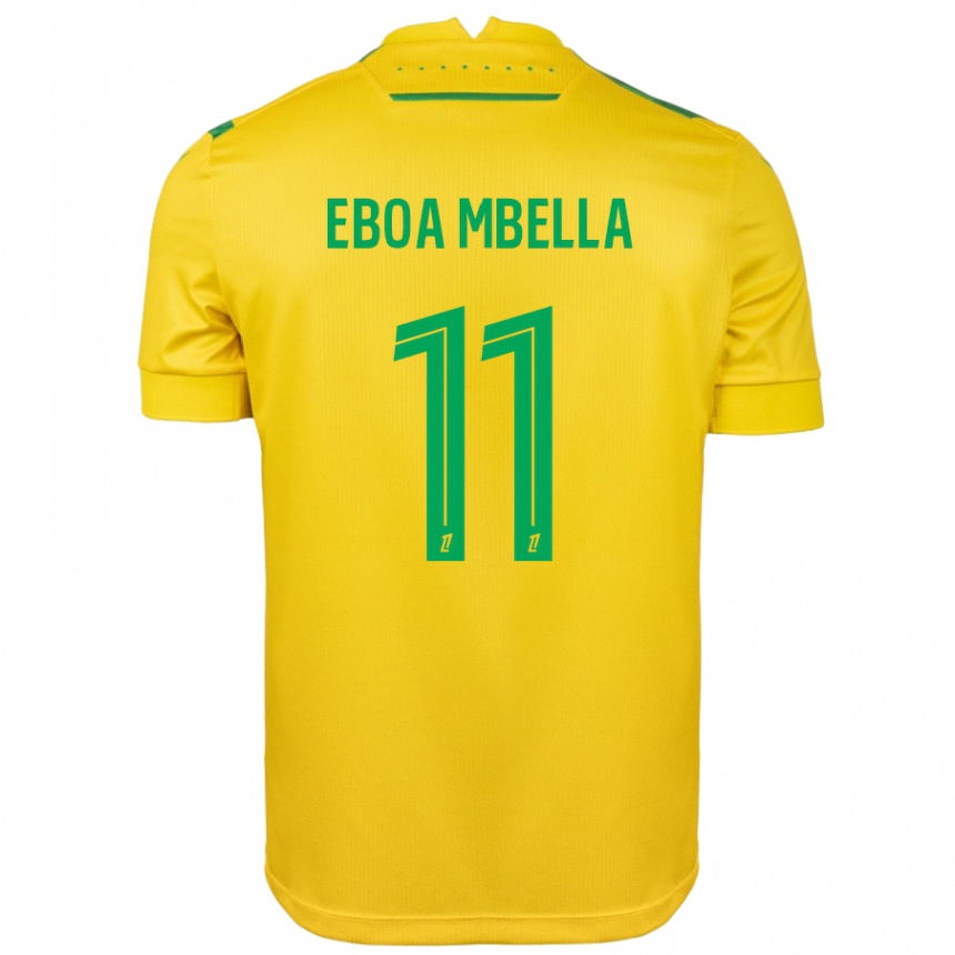 Niño Fútbol Camiseta Eden Eboa Mbella #11 Amarillo Verde 1ª Equipación 2024/25