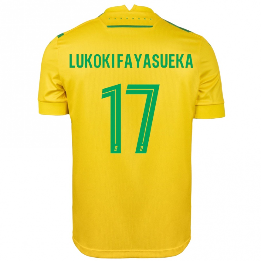 Niño Fútbol Camiseta Kévin Lukoki Fayasueka #17 Amarillo Verde 1ª Equipación 2024/25