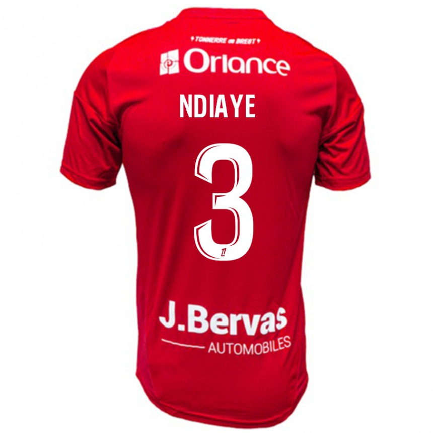 Niño Fútbol Camiseta Abdoulaye Ndiaye #3 Rojo Blanco 1ª Equipación 2024/25