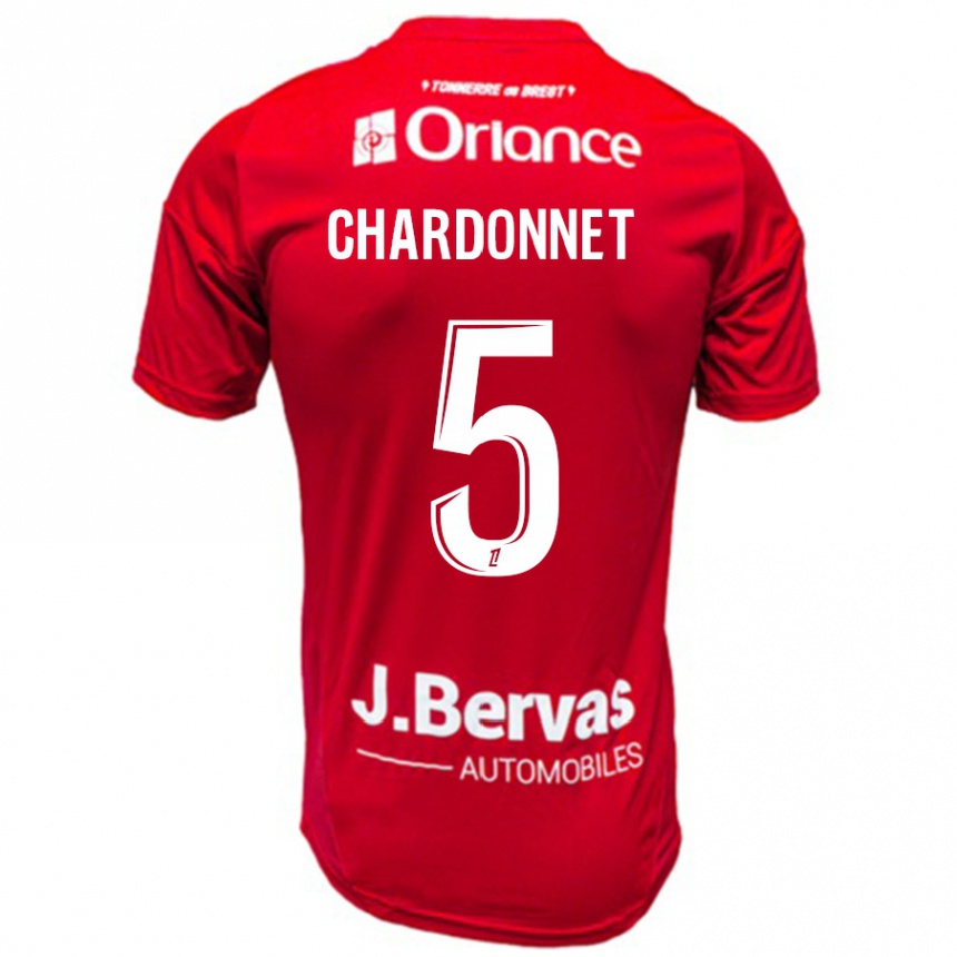 Niño Fútbol Camiseta Brendan Chardonnet #5 Rojo Blanco 1ª Equipación 2024/25