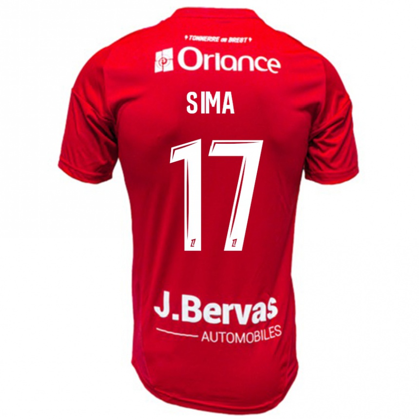 Niño Fútbol Camiseta Abdallah Sima #17 Rojo Blanco 1ª Equipación 2024/25