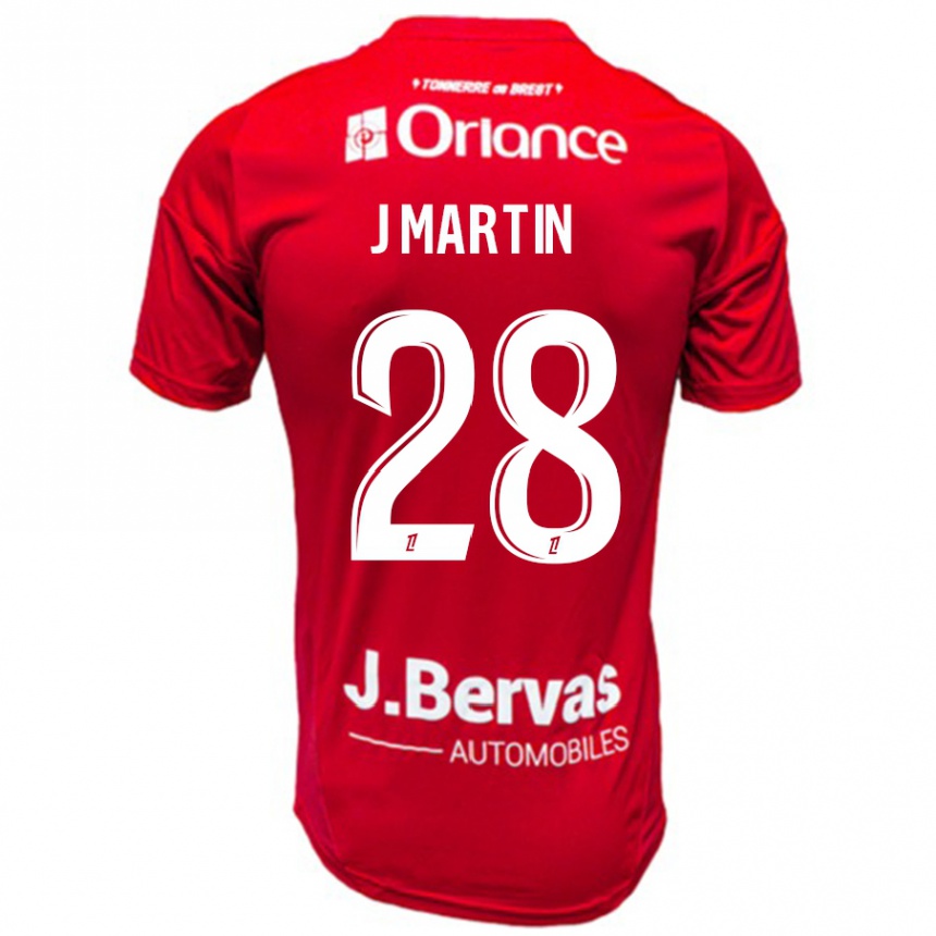 Niño Fútbol Camiseta Jonas Martin #28 Rojo Blanco 1ª Equipación 2024/25