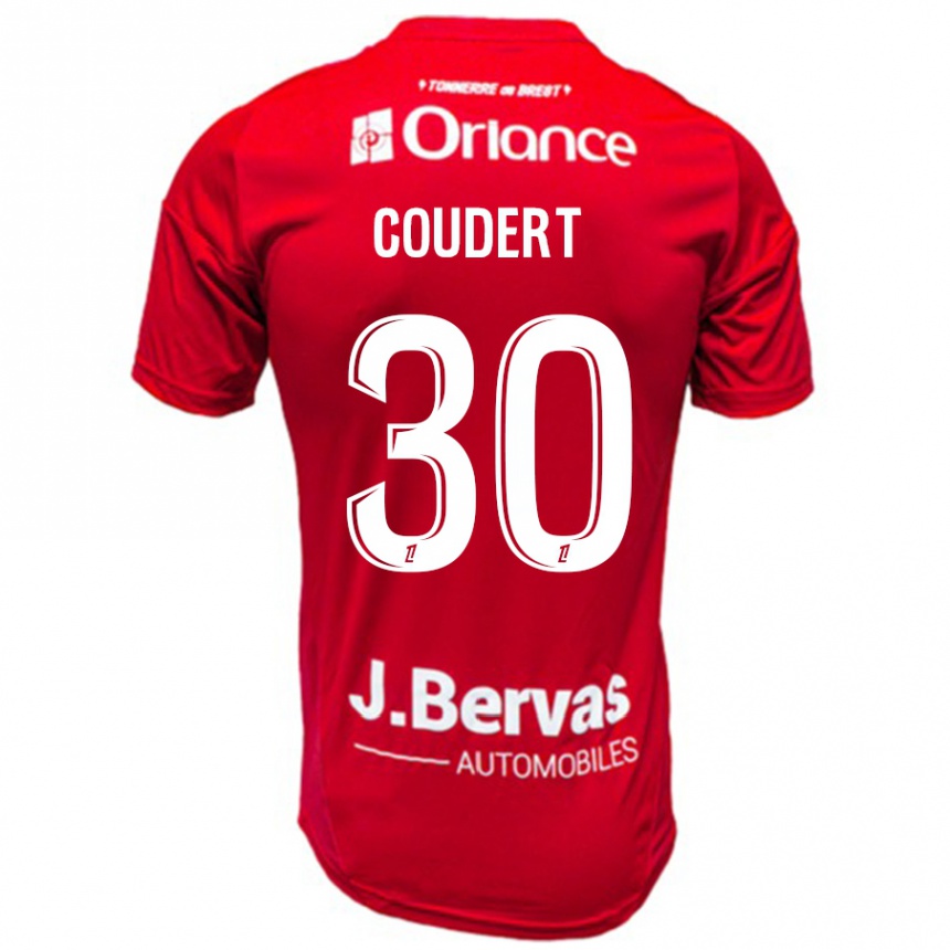 Niño Fútbol Camiseta Grégoire Coudert #30 Rojo Blanco 1ª Equipación 2024/25