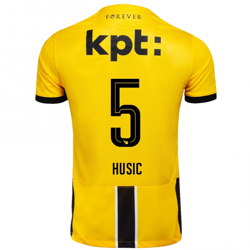 Niño Fútbol Camiseta Anel Husic #5 Amarillo Negro 1ª Equipación 2024/25