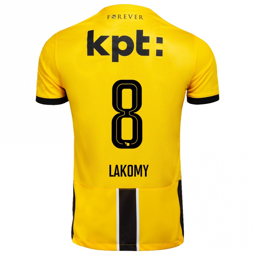 Niño Fútbol Camiseta Lukasz Lakomy #8 Amarillo Negro 1ª Equipación 2024/25