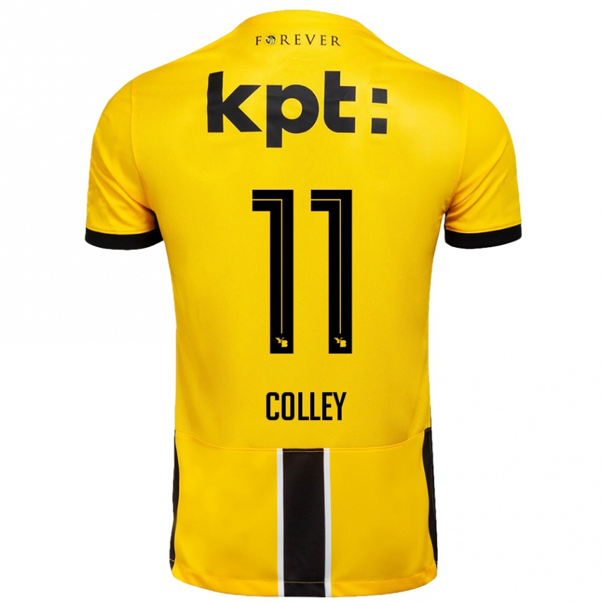 Niño Fútbol Camiseta Ebrima Colley #11 Amarillo Negro 1ª Equipación 2024/25