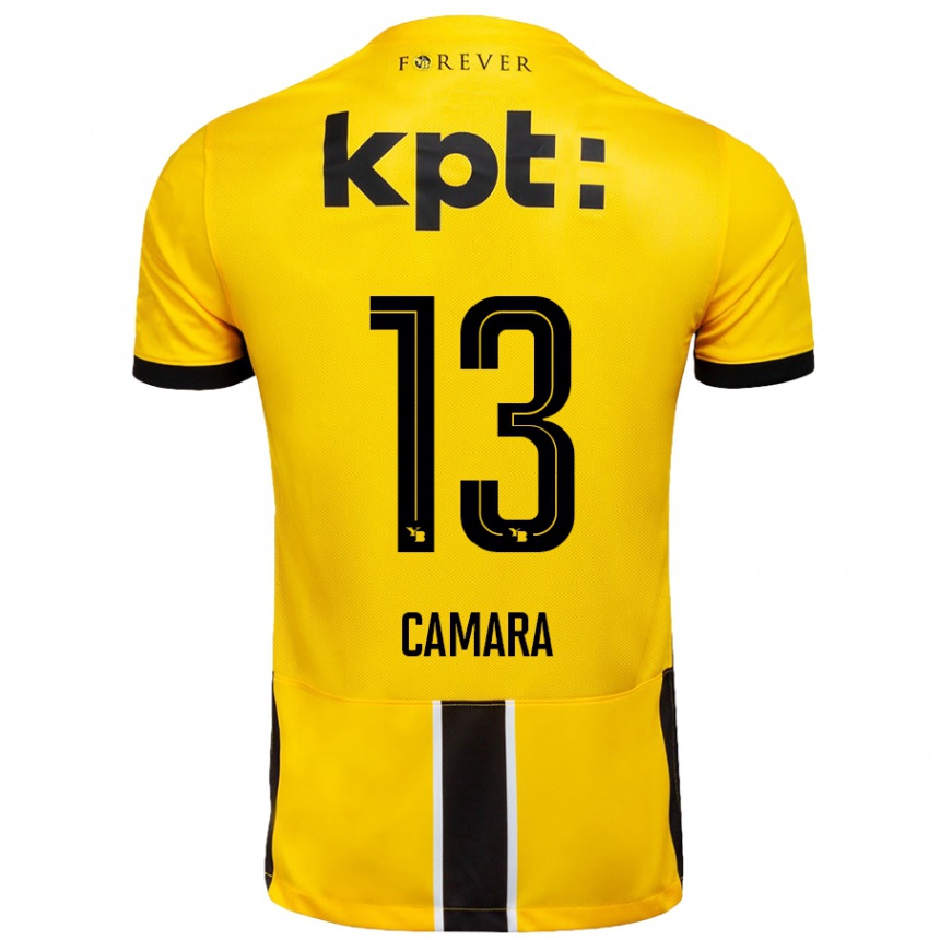 Niño Fútbol Camiseta Mohamed Camara #13 Amarillo Negro 1ª Equipación 2024/25