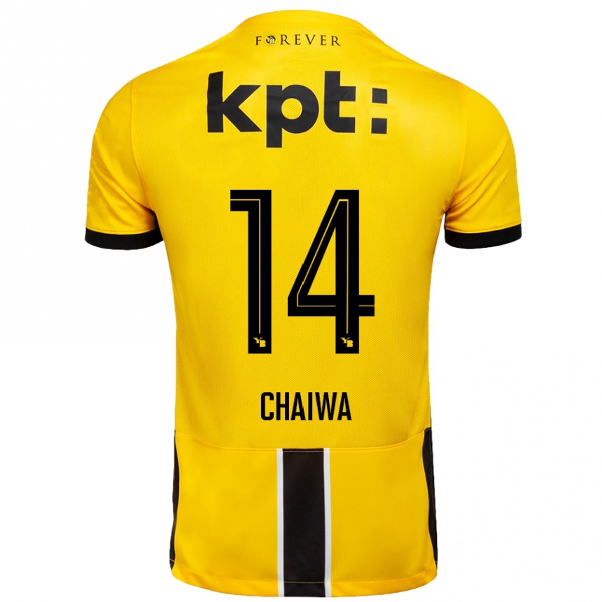 Niño Fútbol Camiseta Miguel Chaiwa #14 Amarillo Negro 1ª Equipación 2024/25