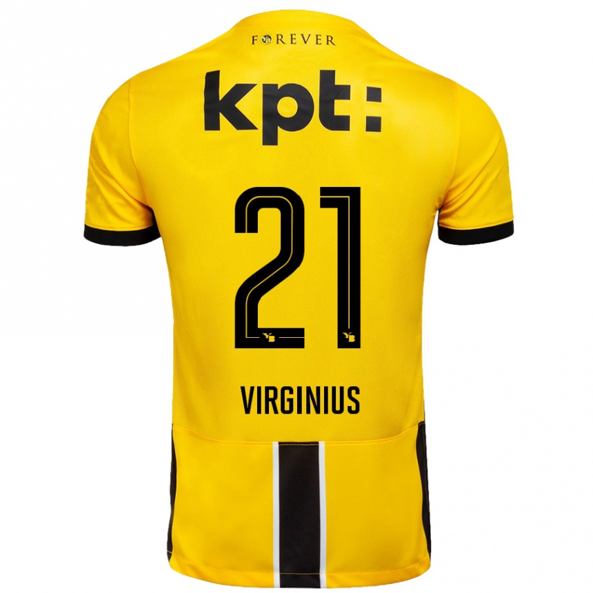 Niño Fútbol Camiseta Alan Virginius #21 Amarillo Negro 1ª Equipación 2024/25