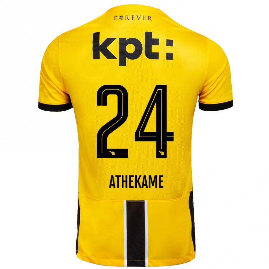 Niño Fútbol Camiseta Zachary Athekame #24 Amarillo Negro 1ª Equipación 2024/25