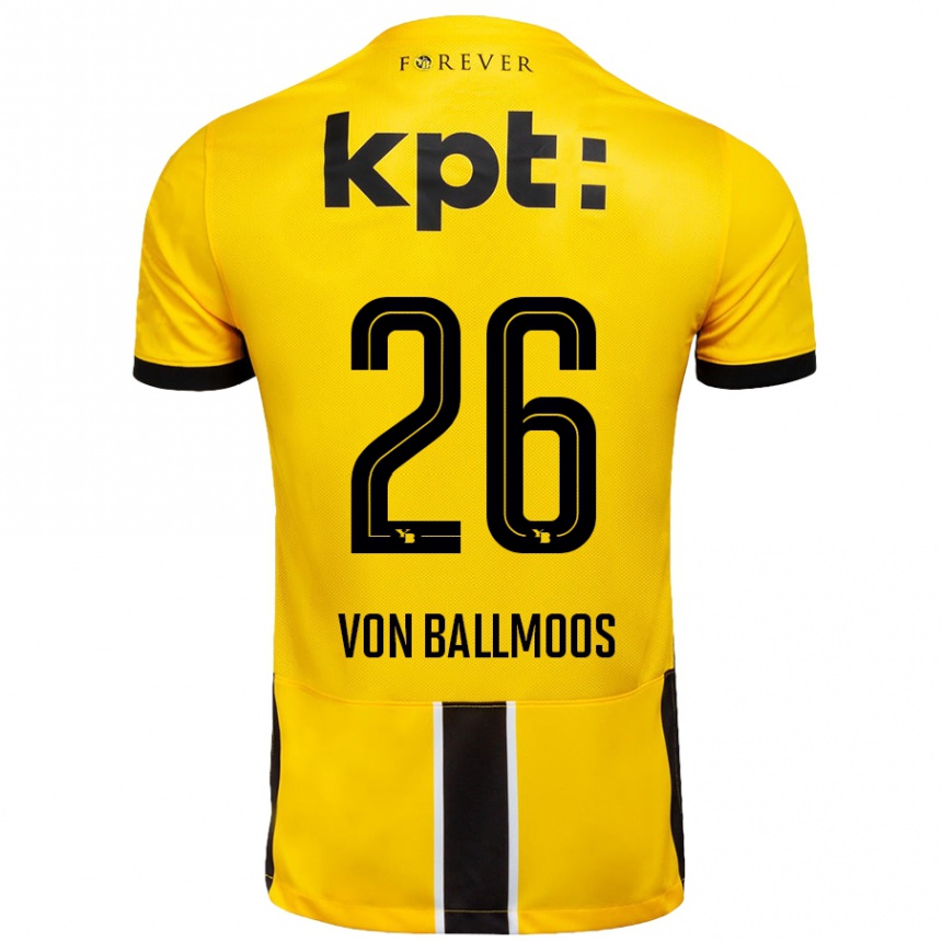 Niño Fútbol Camiseta David Von Ballmoos #26 Amarillo Negro 1ª Equipación 2024/25