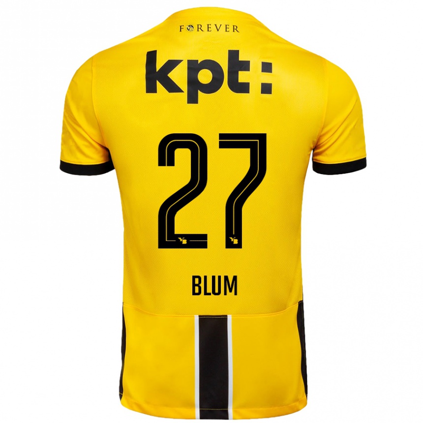 Niño Fútbol Camiseta Lewin Blum #27 Amarillo Negro 1ª Equipación 2024/25