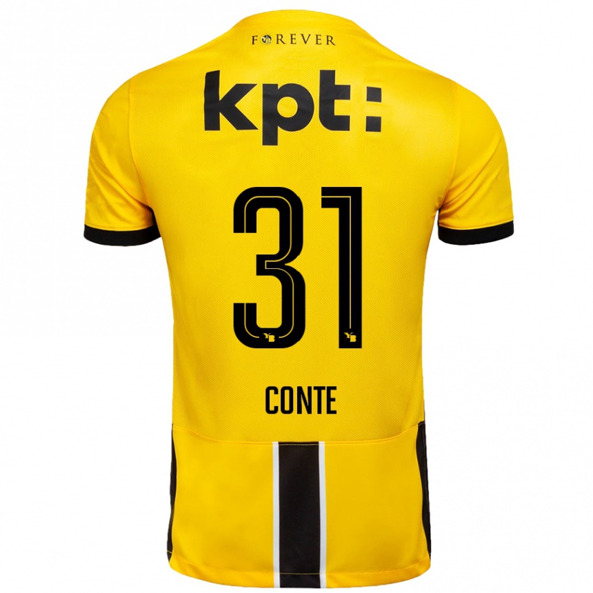 Niño Fútbol Camiseta Facinet Conte #31 Amarillo Negro 1ª Equipación 2024/25