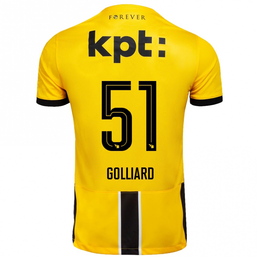 Niño Fútbol Camiseta Théo Golliard #51 Amarillo Negro 1ª Equipación 2024/25