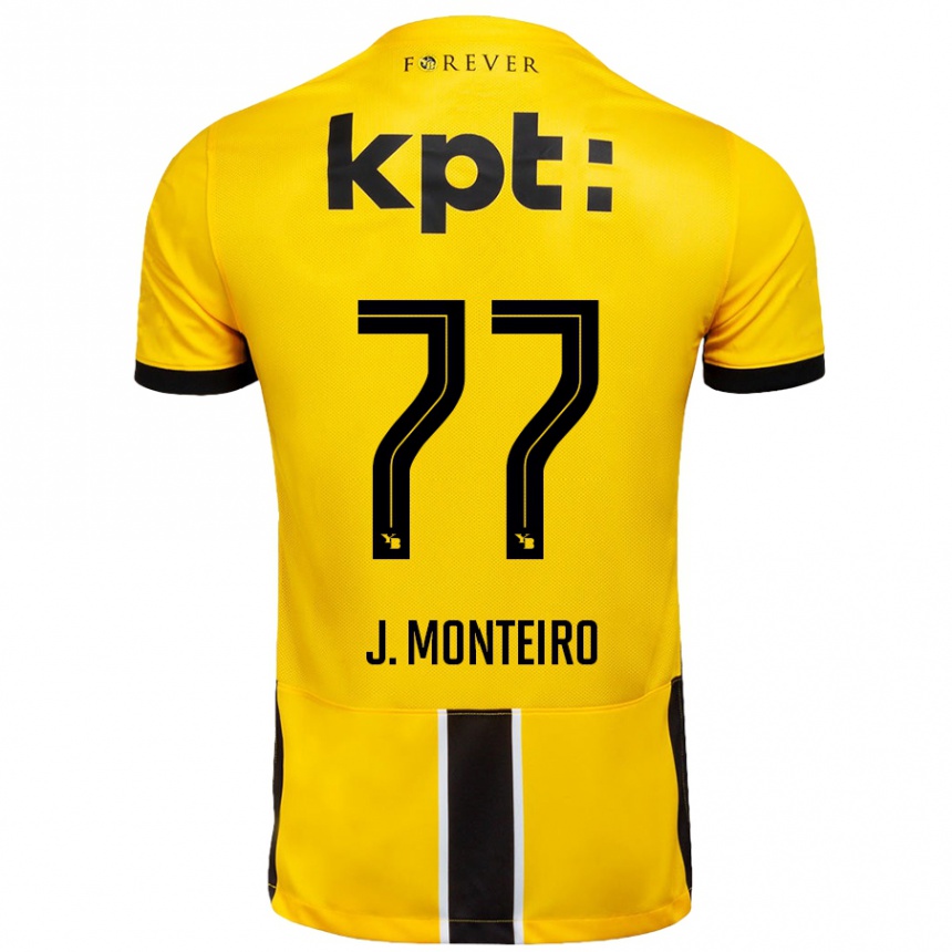 Niño Fútbol Camiseta Joël Monteiro #77 Amarillo Negro 1ª Equipación 2024/25