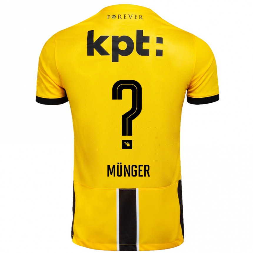 Niño Fútbol Camiseta Nil Münger #0 Amarillo Negro 1ª Equipación 2024/25