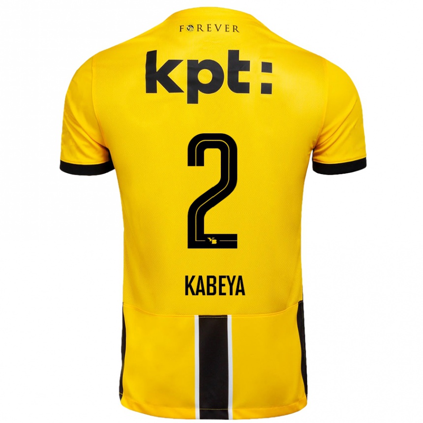 Niño Fútbol Camiseta Benjamin Kabeya #2 Amarillo Negro 1ª Equipación 2024/25