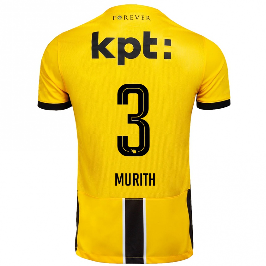 Niño Fútbol Camiseta Tom Murith #3 Amarillo Negro 1ª Equipación 2024/25