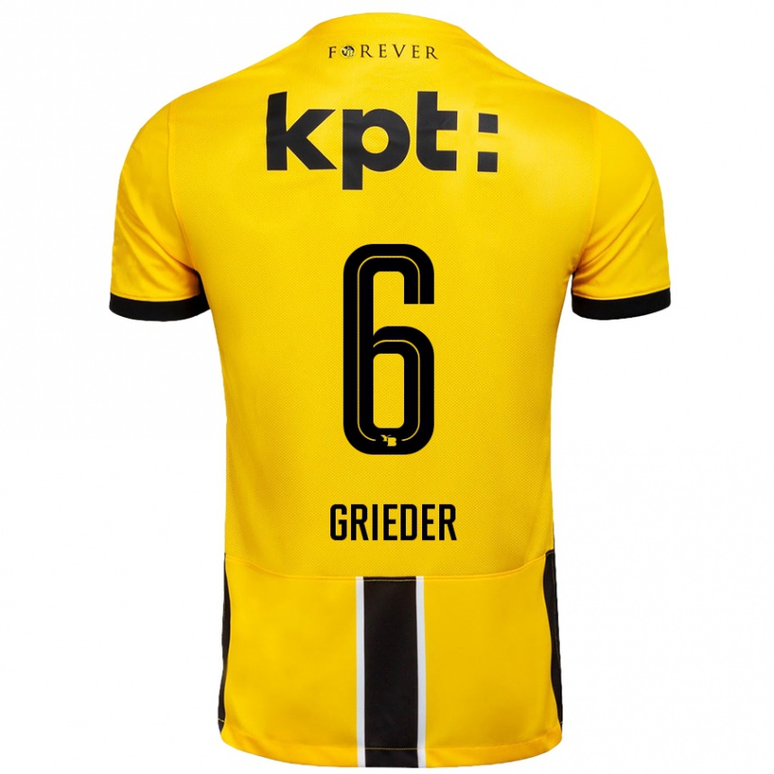 Niño Fútbol Camiseta Lionel Grieder #6 Amarillo Negro 1ª Equipación 2024/25