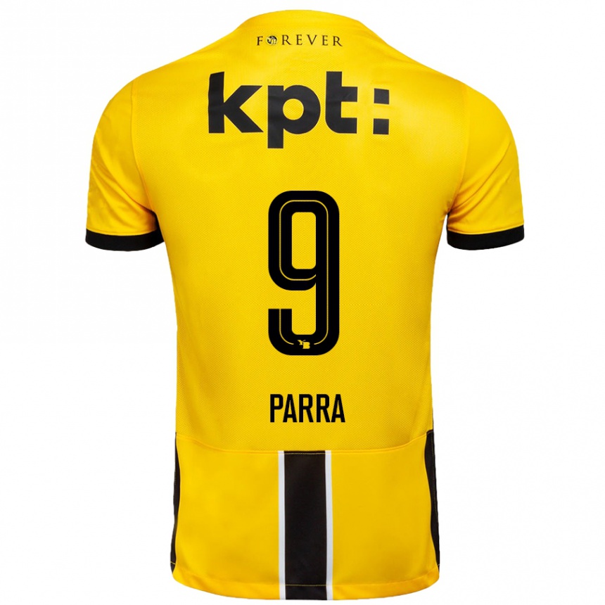 Niño Fútbol Camiseta Hugo Parra #9 Amarillo Negro 1ª Equipación 2024/25