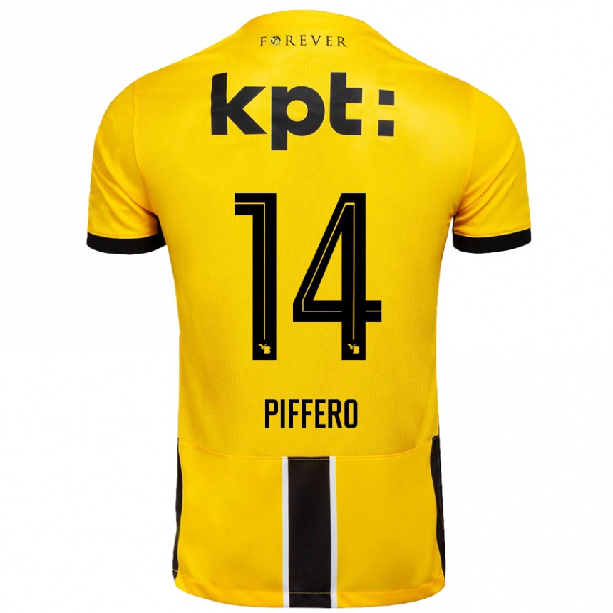 Niño Fútbol Camiseta David Piffero #14 Amarillo Negro 1ª Equipación 2024/25