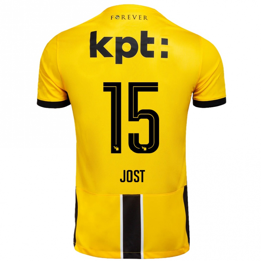 Niño Fútbol Camiseta Tristan Jost #15 Amarillo Negro 1ª Equipación 2024/25