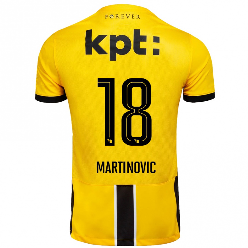 Niño Fútbol Camiseta Denis Martinovic #18 Amarillo Negro 1ª Equipación 2024/25