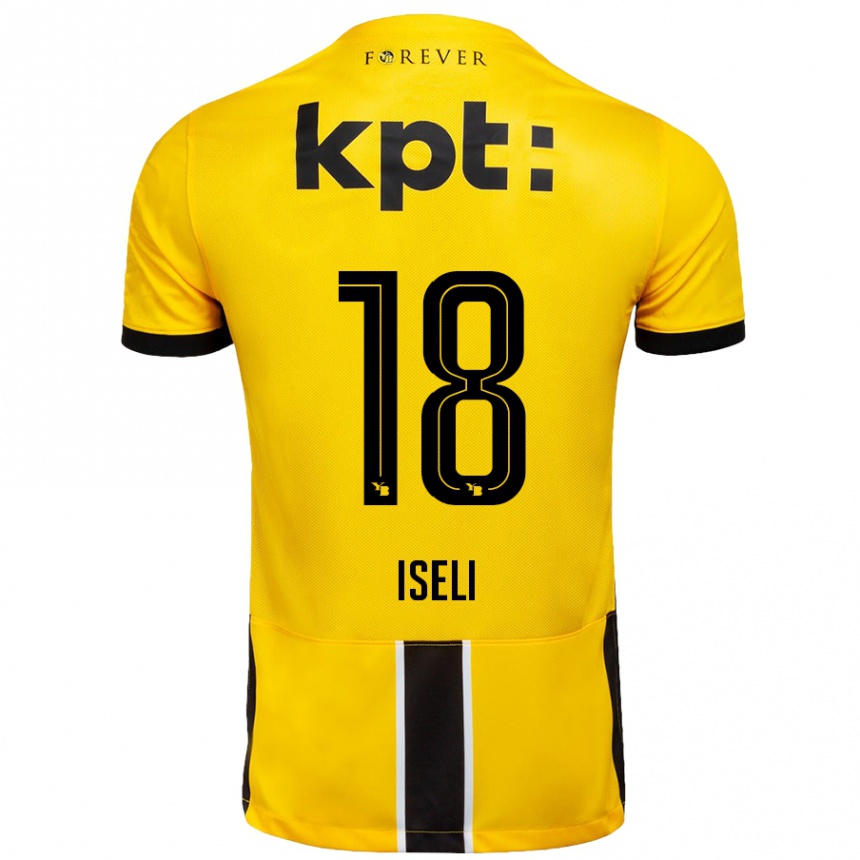 Niño Fútbol Camiseta Marco Iseli #18 Amarillo Negro 1ª Equipación 2024/25