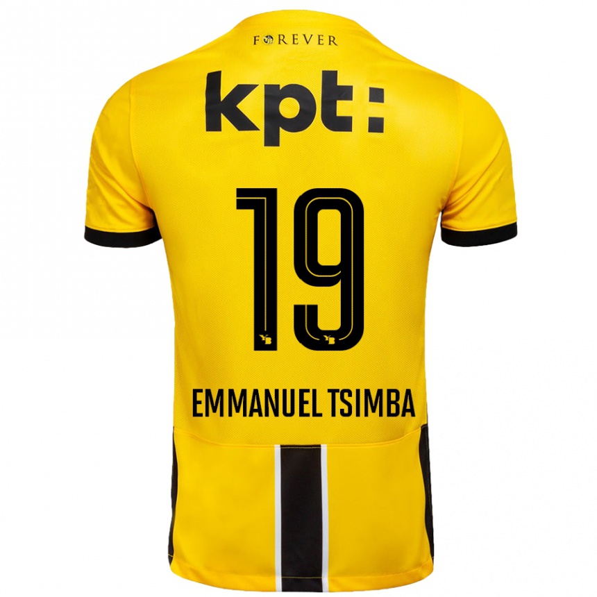 Niño Fútbol Camiseta Felix Emmanuel Tsimba #19 Amarillo Negro 1ª Equipación 2024/25