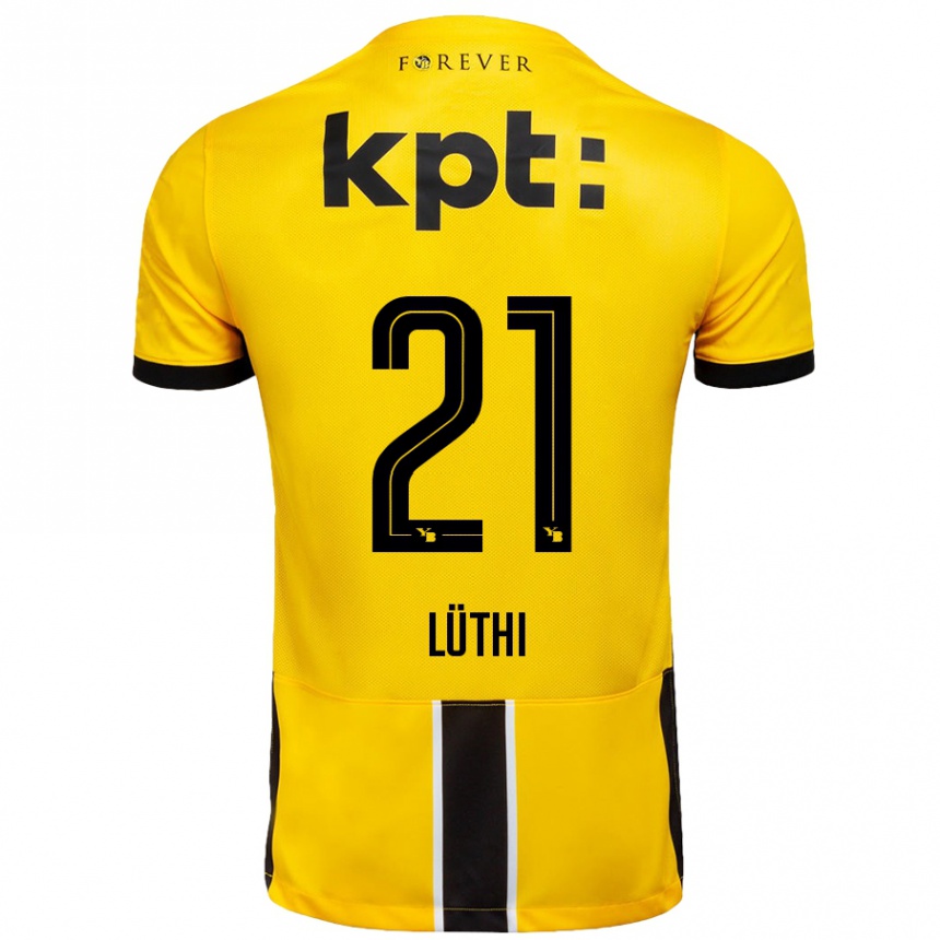 Niño Fútbol Camiseta Janis Lüthi #21 Amarillo Negro 1ª Equipación 2024/25