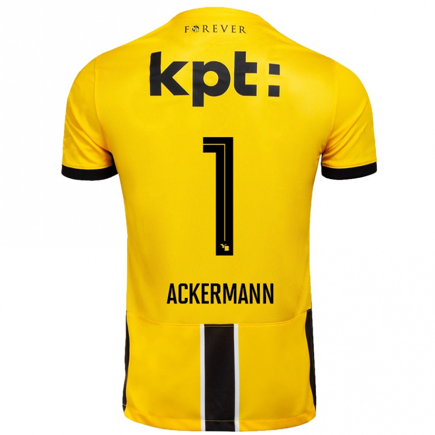 Niño Fútbol Camiseta Jara Ackermann #1 Amarillo Negro 1ª Equipación 2024/25