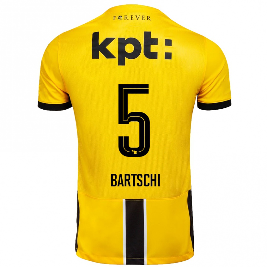 Niño Fútbol Camiseta Lorena Bärtschi #5 Amarillo Negro 1ª Equipación 2024/25