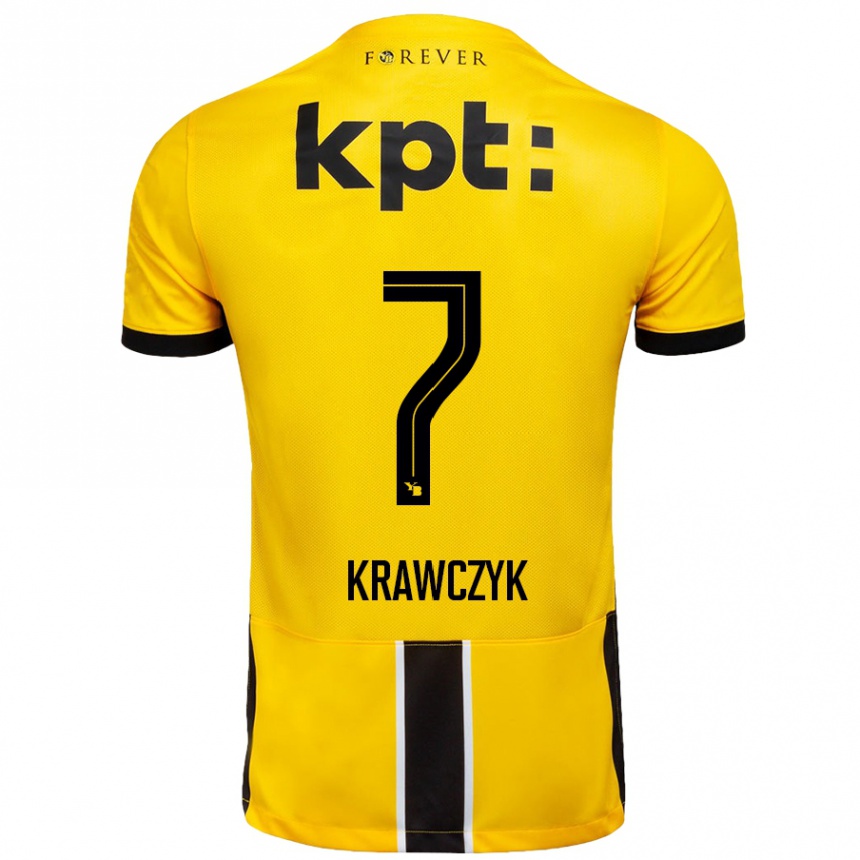 Niño Fútbol Camiseta Caroline Krawczyk #7 Amarillo Negro 1ª Equipación 2024/25