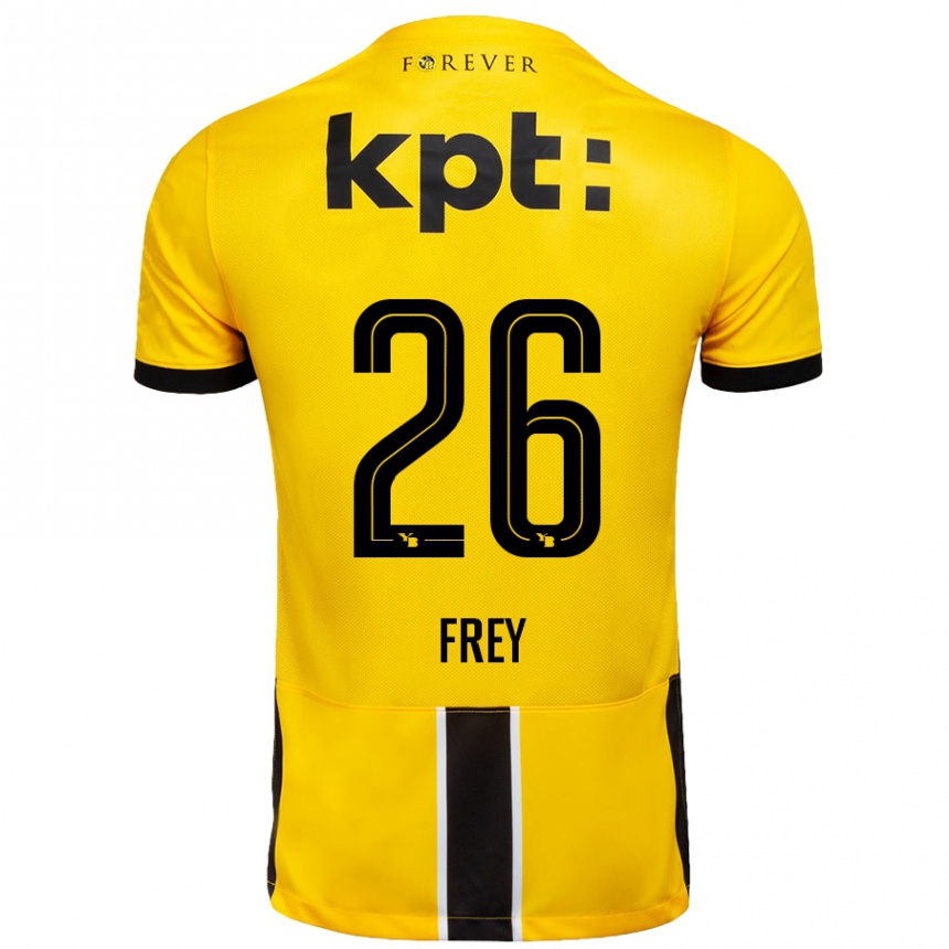 Niño Fútbol Camiseta Laura Frey #26 Amarillo Negro 1ª Equipación 2024/25